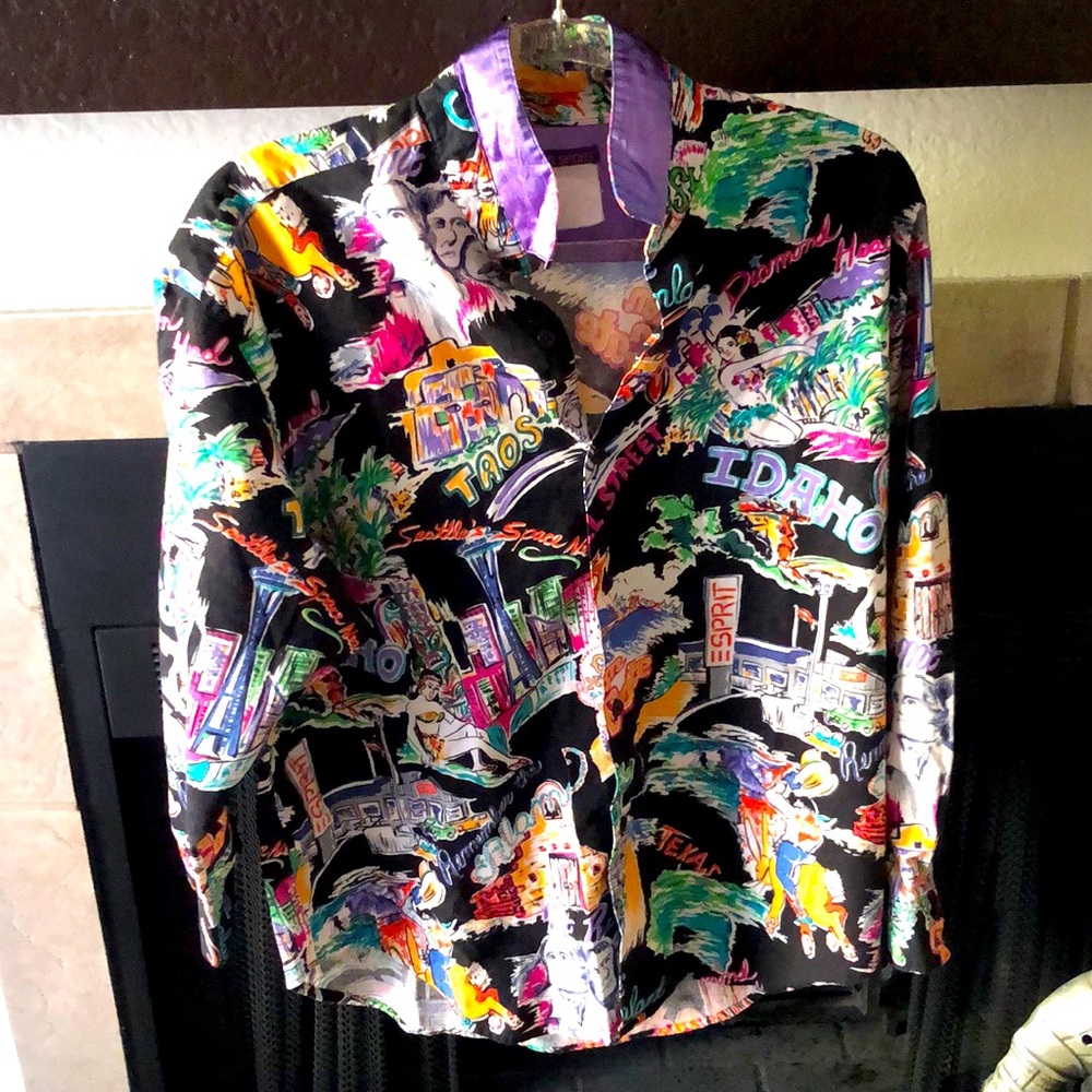 Rare Vintage Esprit Sport Graphic shirt / 80s shirt / 1980s Pop art / med